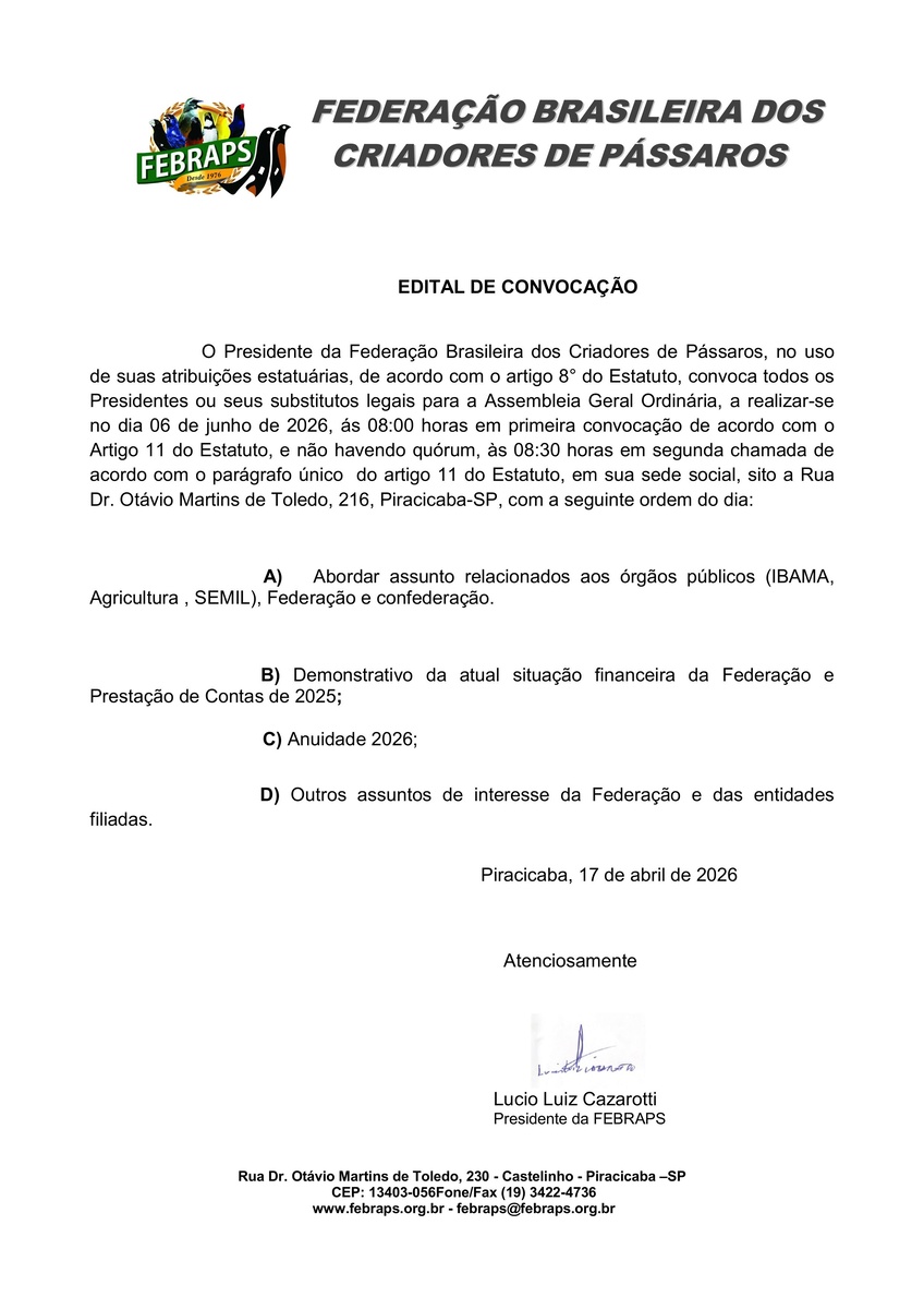 EDITAL DE CONVOCAÇÃO