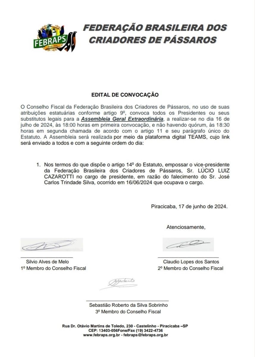 Edital de Convocação 16/07/2024